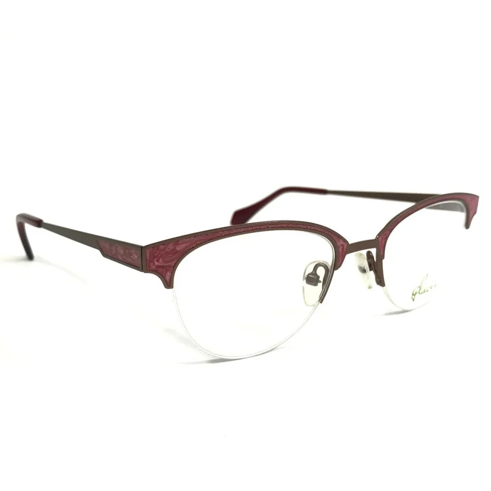 Glacee Eyeglasses Frames MOD 6705 C3 Pink Cloud Gold Cat Eye Half Rim 49-19-145